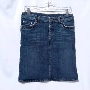 PRADA A-Line Denim Skirt Women Sz 42 Knee Length Distressed Pockets Y2K Vintage